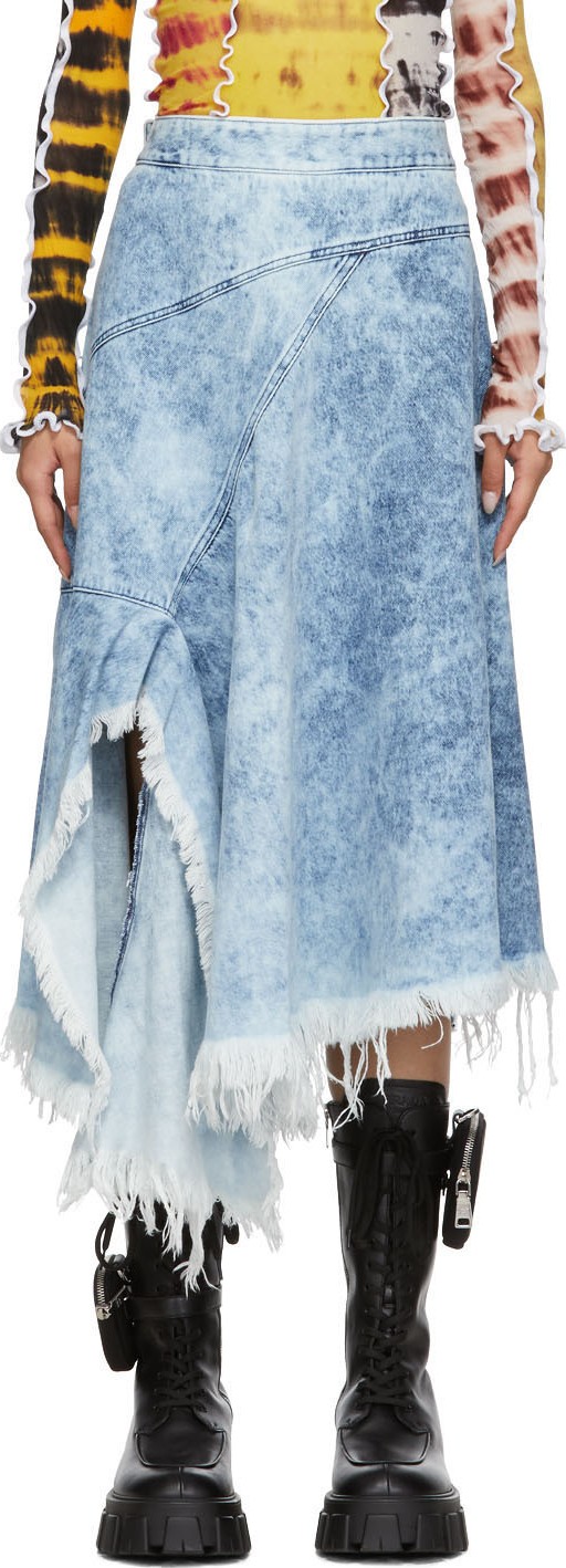 Marques'Almeida Blue Denim Asymmetric Wrap Skirt
