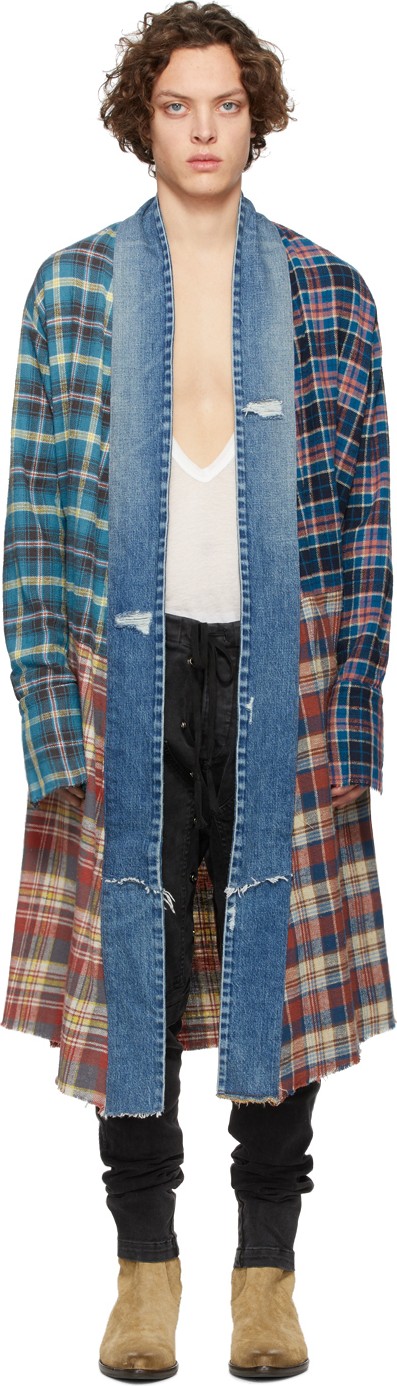 Greg Lauren Multicolor Long Kimono Studio Shirt