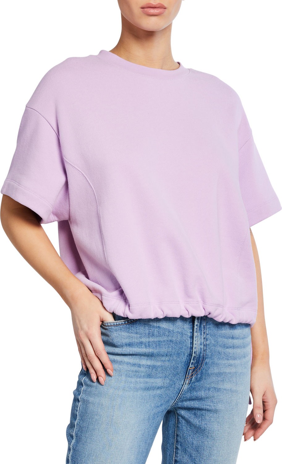 Vince Crewneck Wide-Sleeve Drawcord Pullover