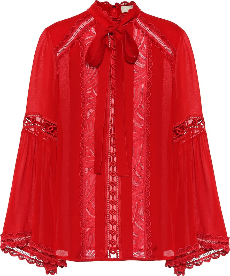 ELIE SAAB Cotton and silk-blend top