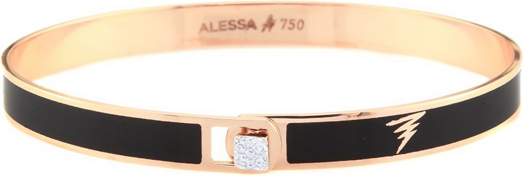 Alessa Jewelry Spectrum 18k Rose Gold Paint & Diamond Bangle, Black, Size 17