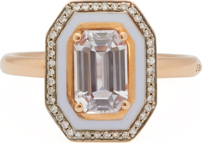 Selim Mouzannar 18kt rose gold, sapphire, diamond & enamel ring