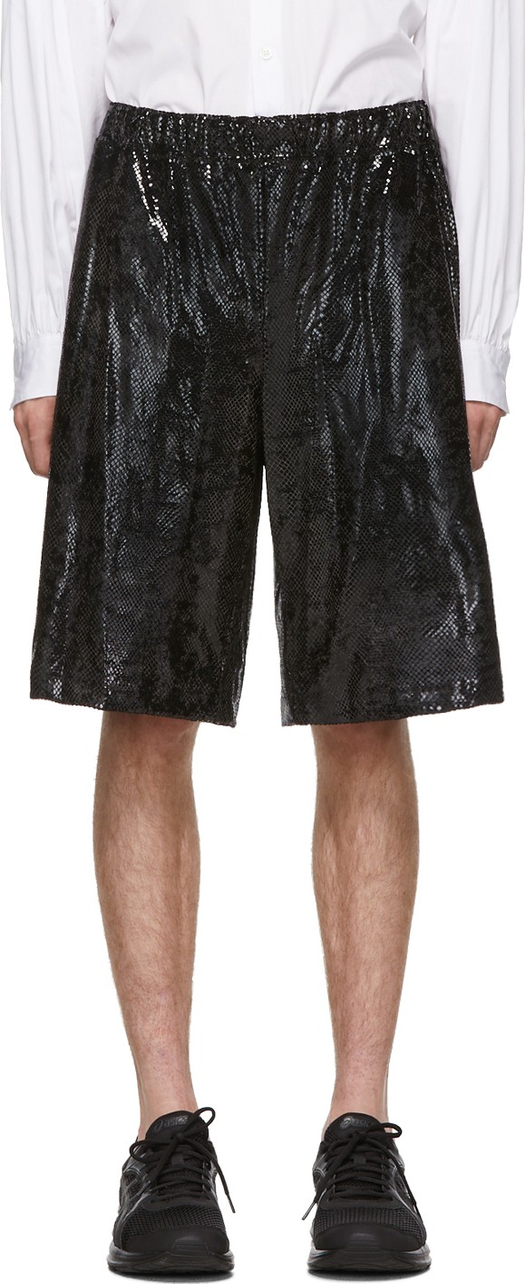 Comme Des Garçons Homme Plus Black Foil Jersey Shorts