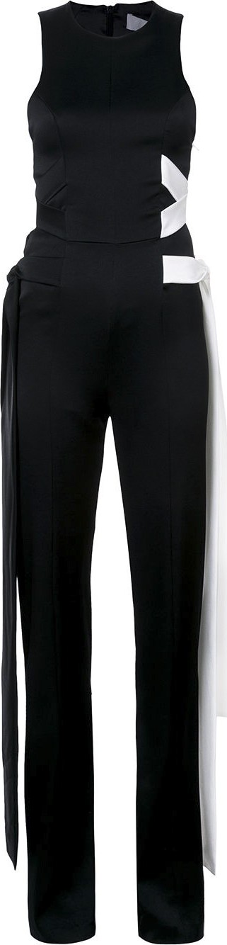 Galvan BLACK AND WHITE LACED UP JUMPSUIT