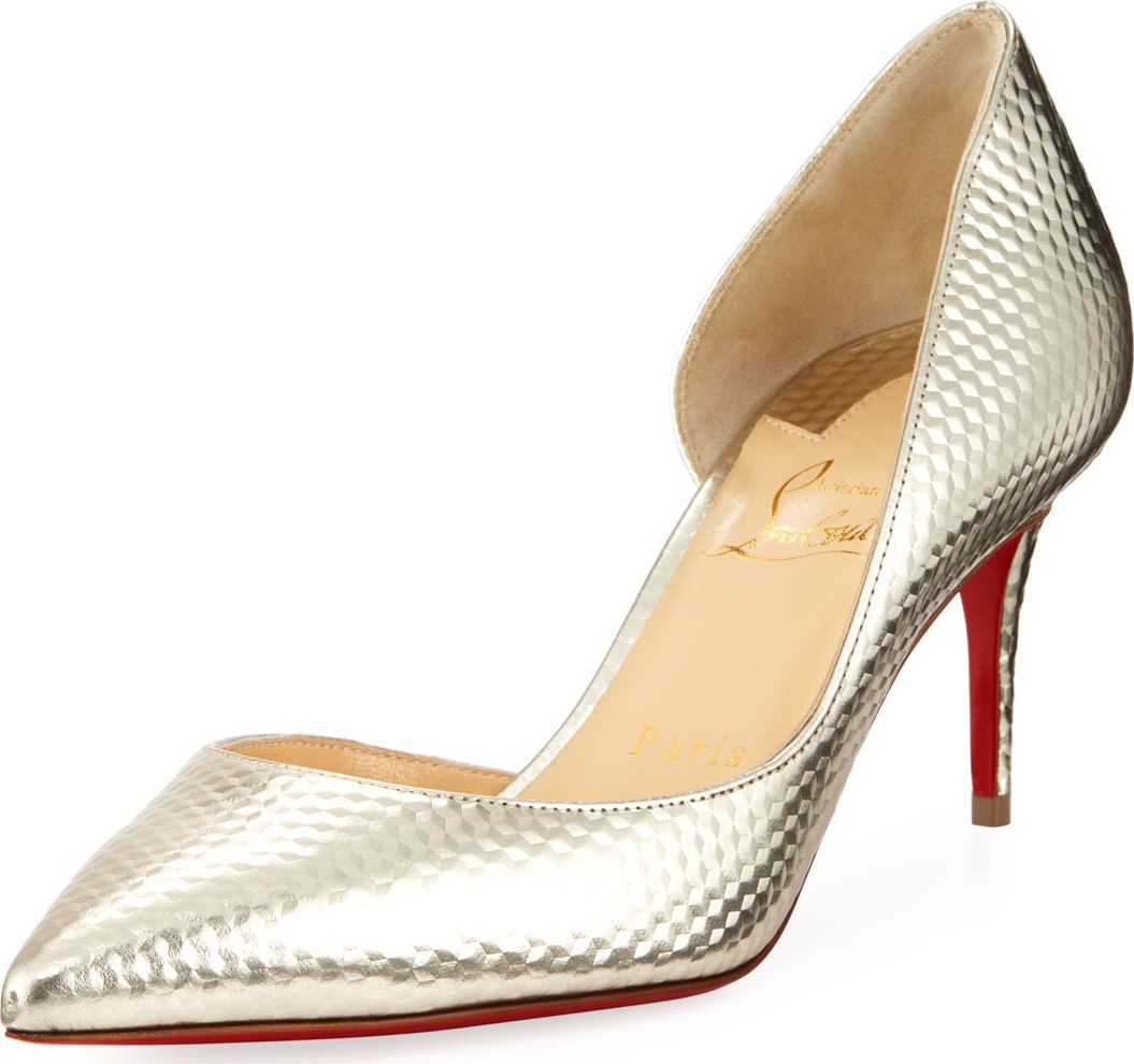 Christian Louboutin Iriza Calf Cubiste Mid-Heel Red Sole Pumps