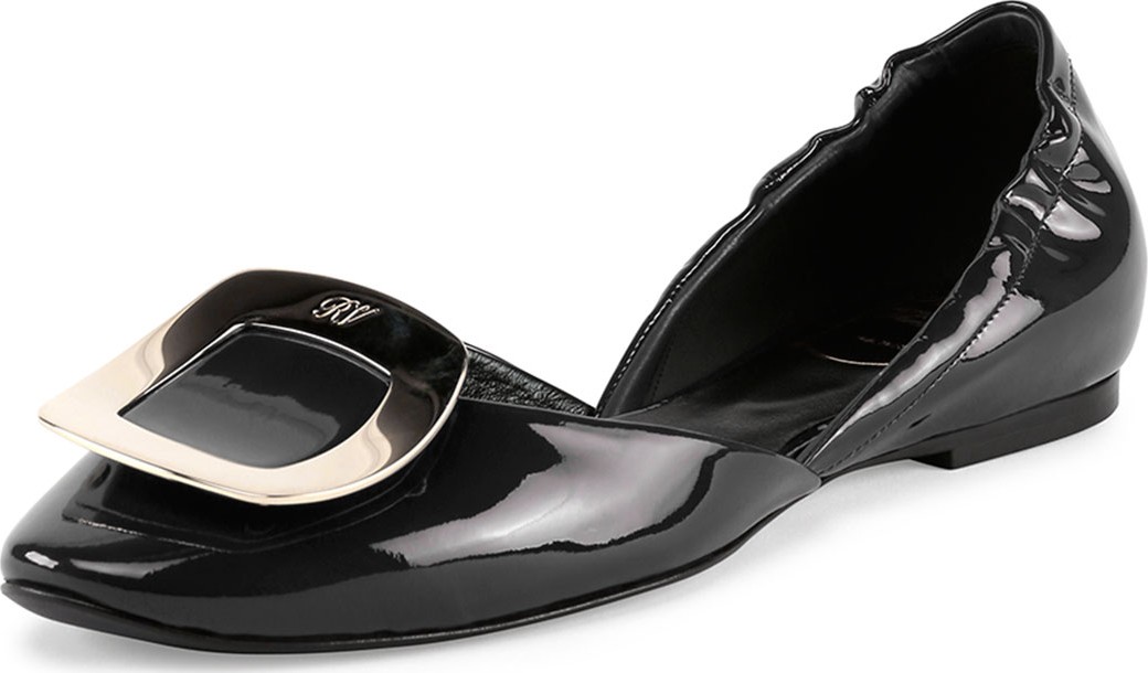 Roger Vivier Ballerine Chips Patent d'Orsay Flat, Black Roger Vivier Ballerine Chips Patent d'Orsay Flat, Black