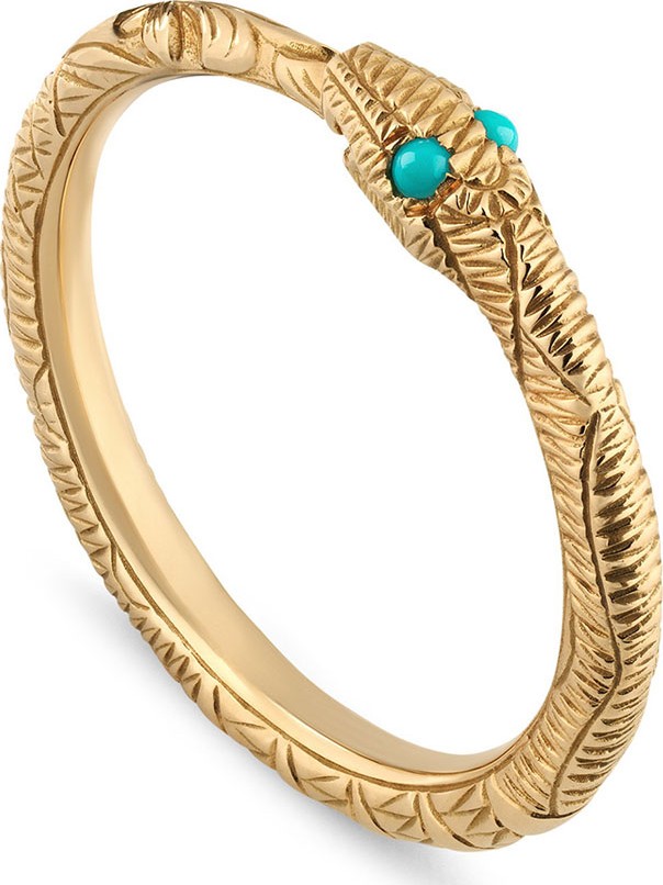 Gucci Ouroboros Snake Ring w/ Turquoise, Size 6.75
