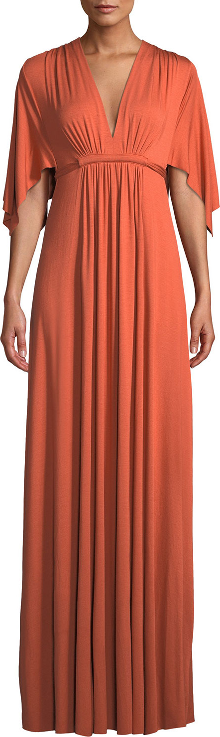 Rachel Pally V-Neck Kimono-Sleeve Empire-Waist A-Line Long Caftan Dress