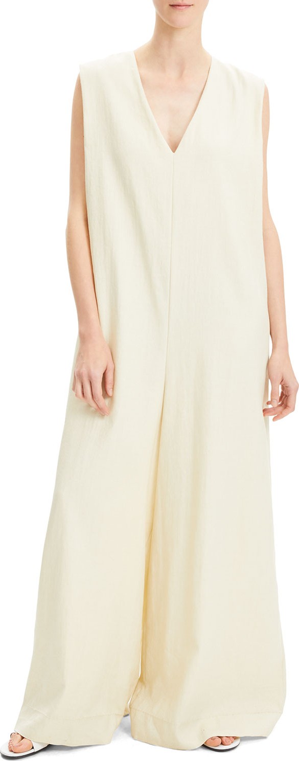 Theory Straight Oversized V-Neck Sleeveless Romper