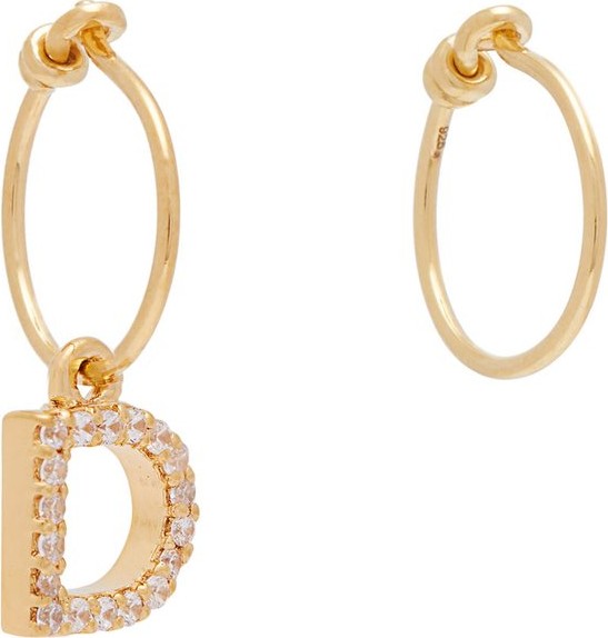 Theodora Warre Mismatched D-charm gold-plated hoop earrings
