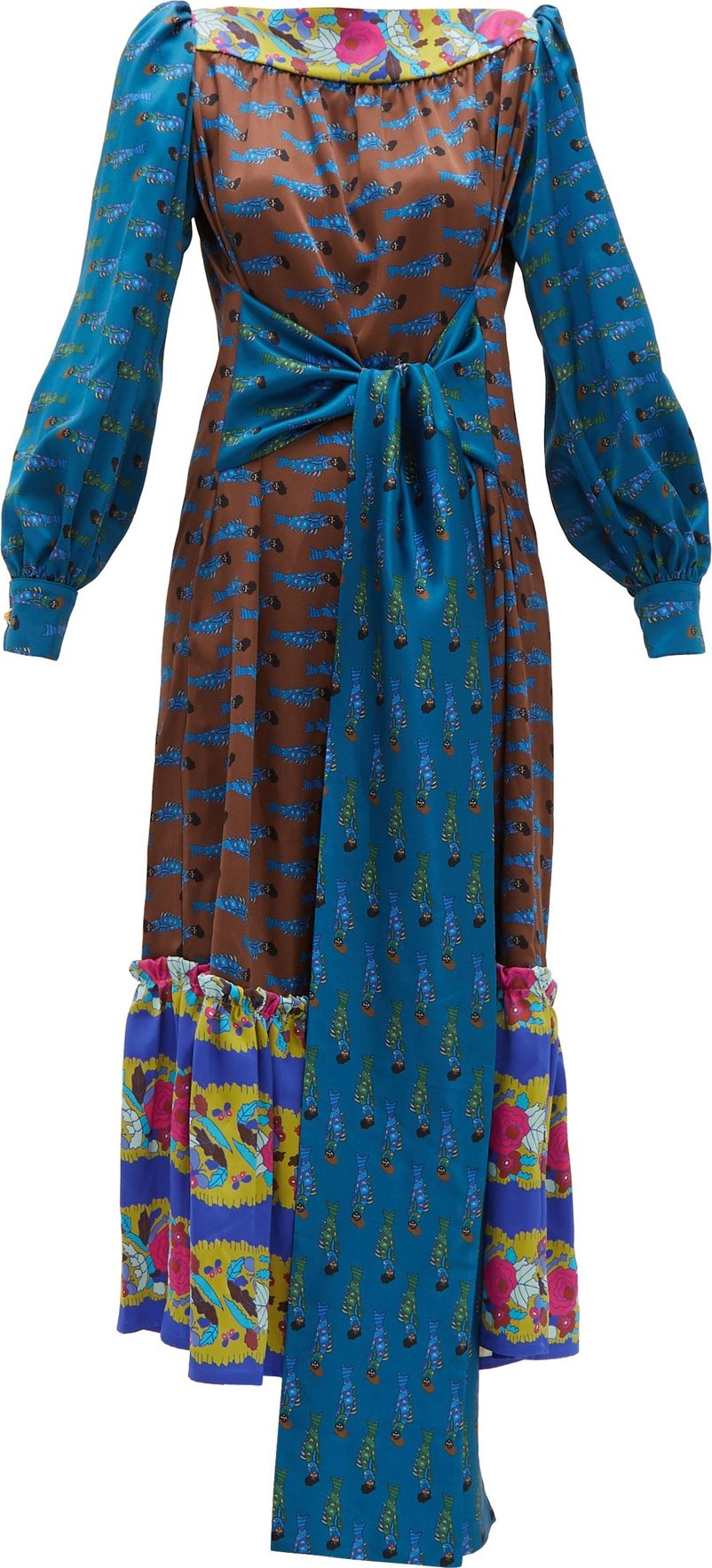 Rianna + Nina Callas fish-print silk-satin midi dress