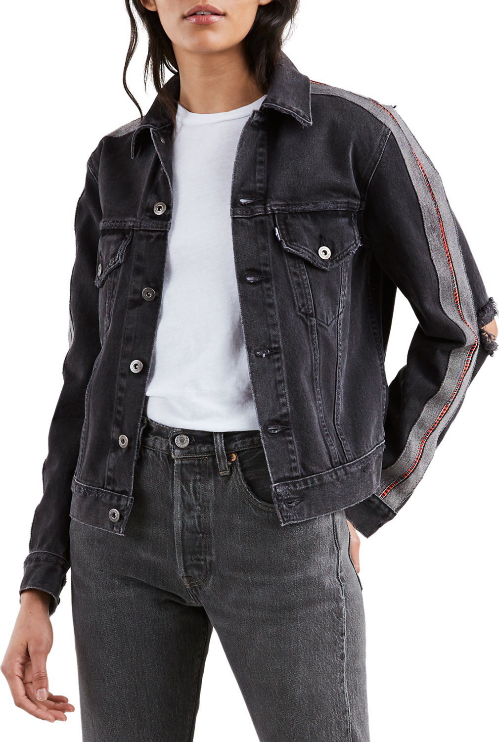 LEVI’S Distressed Denim Boyfriend Trucker Jacket