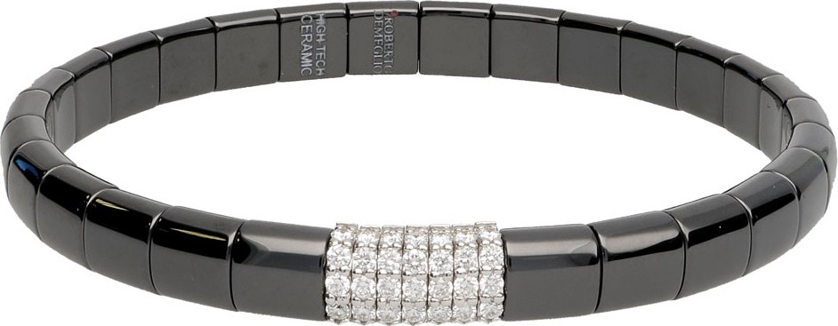 Roberto Demeglio Pura Matte Black Ceramic & 18K White Gold Bracelet with Diamonds, 0.49 tdcw