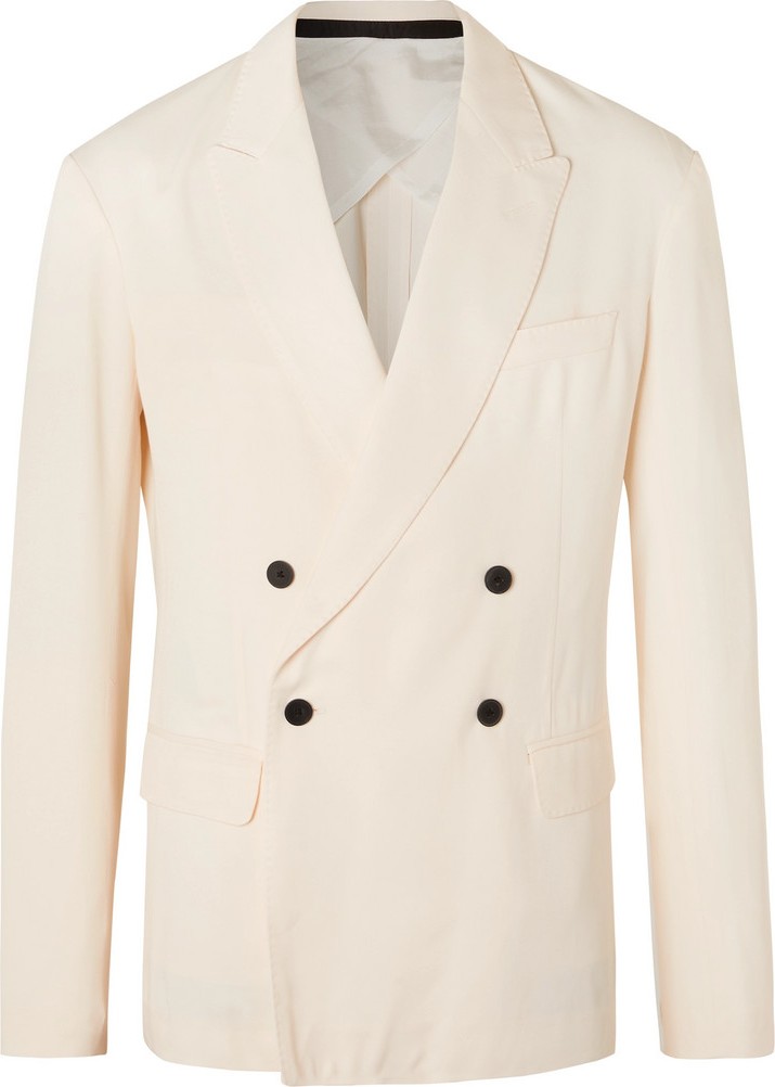 Haider Ackermann Cream Unstructured Doubled-Breasted Woven Blazer