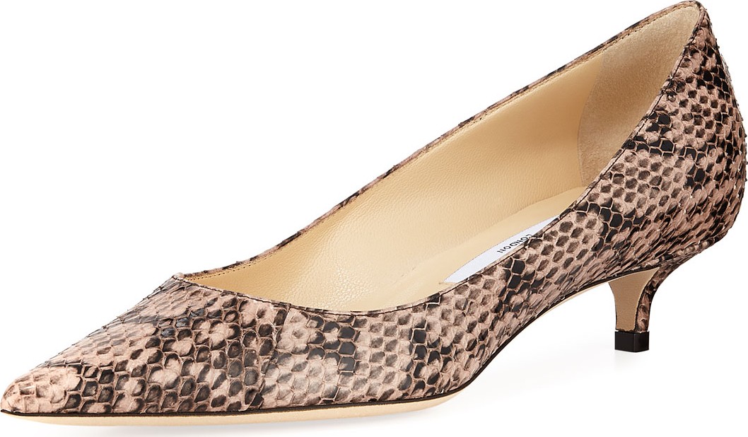 Jimmy Choo Amelia Pointed Snakeskin Pumps, Pink