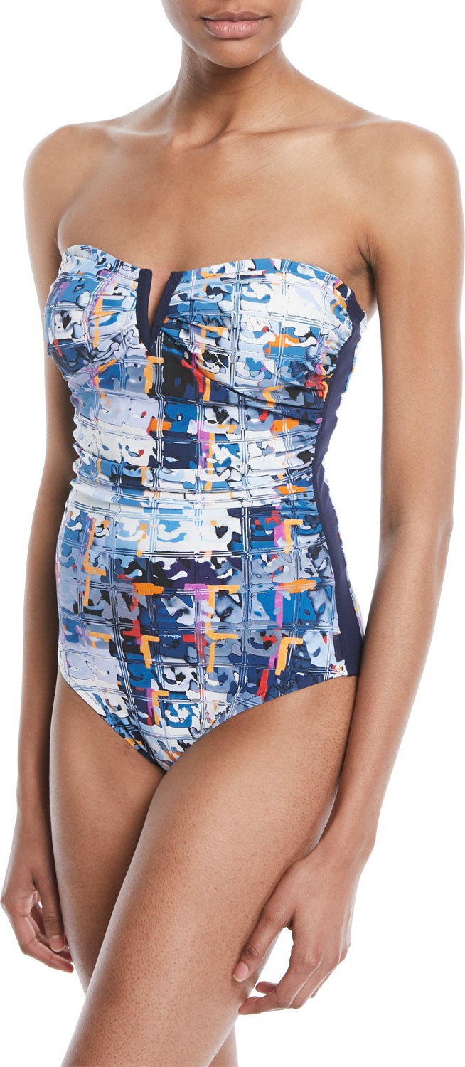 Shan Aqua Blue Bandeau One-Piece Swimsuit