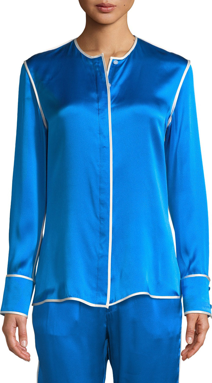 Alexis Ima Silk Button-Up Long-Sleeve Top