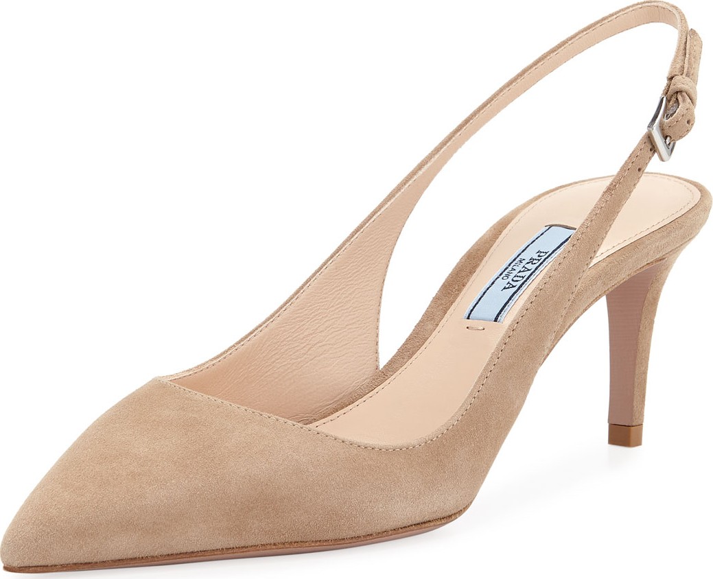 Prada Suede Pointed Slingback Pumps