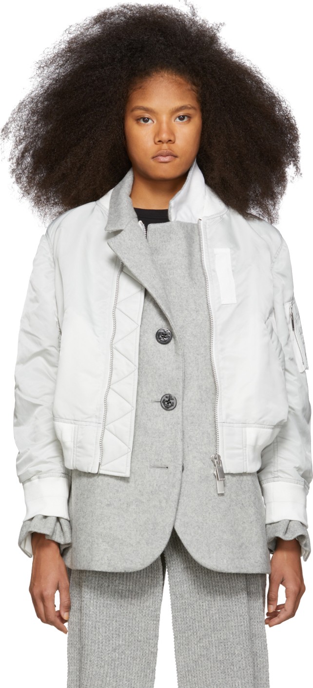 Sacai Grey Melton MA-1 Jacket