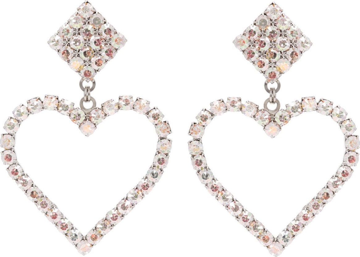 Alessandra Rich Crystal-embellished heart-drop earrings