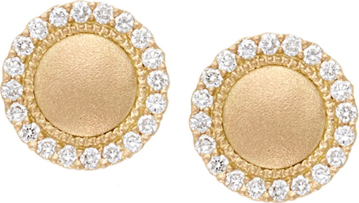 Jamie Wolf 18k Diamond Pave Edge Stud Earrings