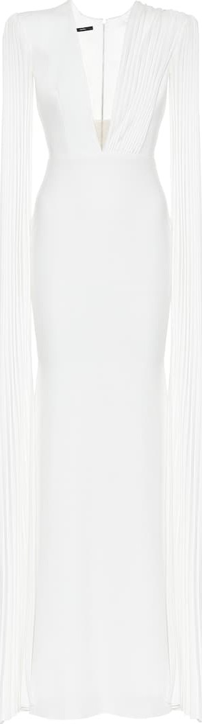 Alex Perry Clemence tulle-trimmed crêpe gown