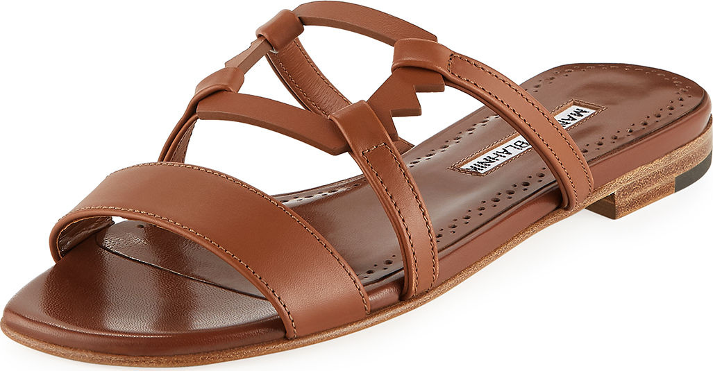 Manolo Blahnik Orafas Flat Leather Sandal