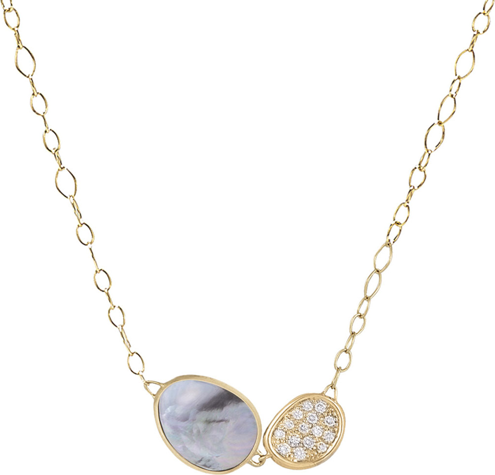 Marco Bicego Lunaria Two-Pendant Necklace with Black Mother-of-Pearl & Diamonds