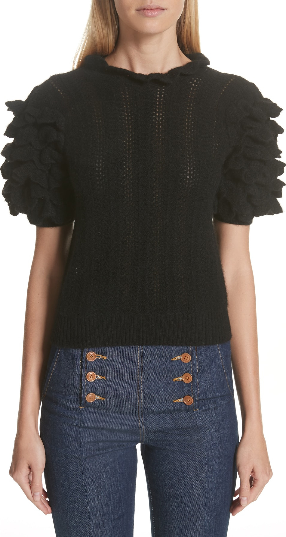 Ulla Johnson Amie Ruffle Sleeve Cashmere Sweater