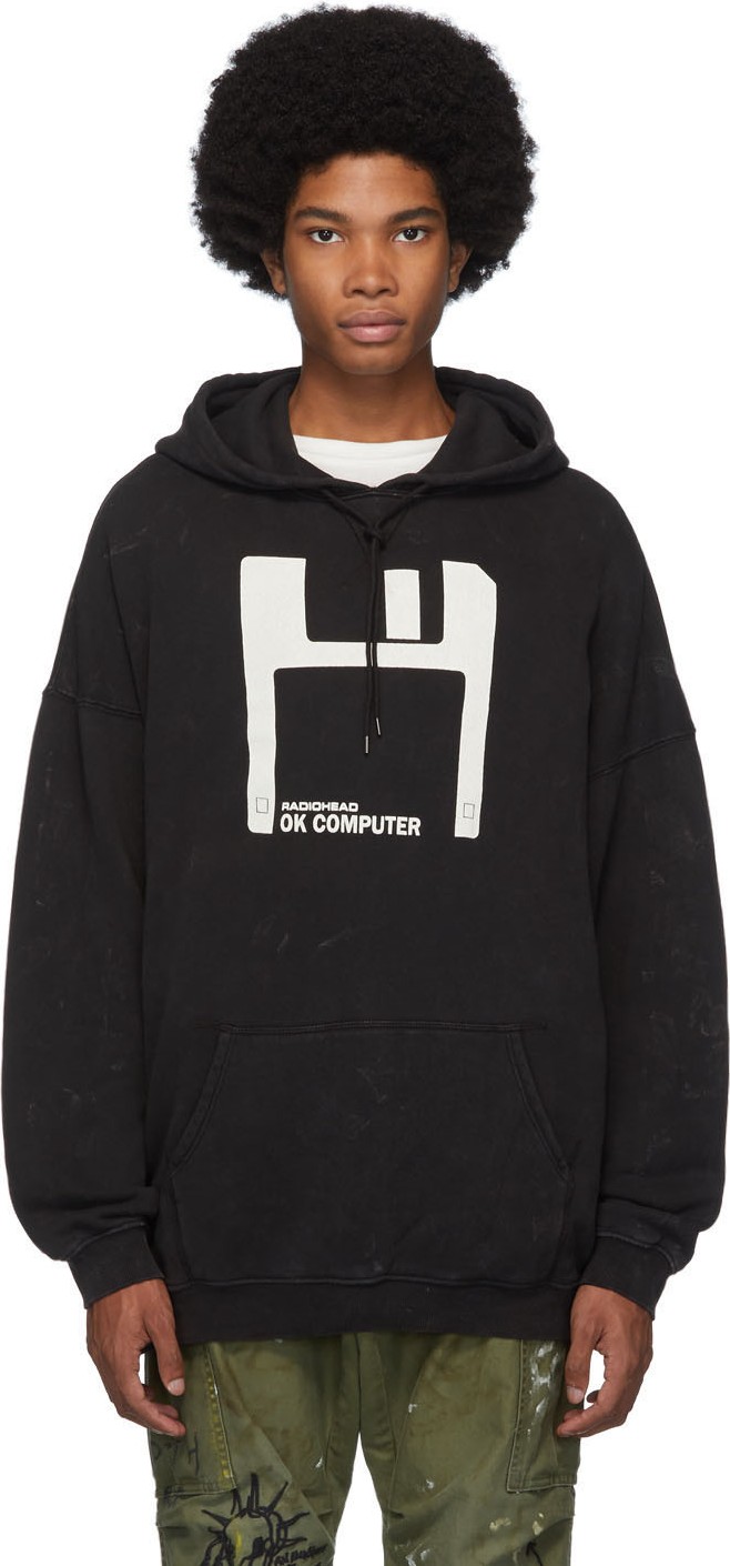 R13 Black Radiohead Edition Oversized Floppy Disk Hoodie