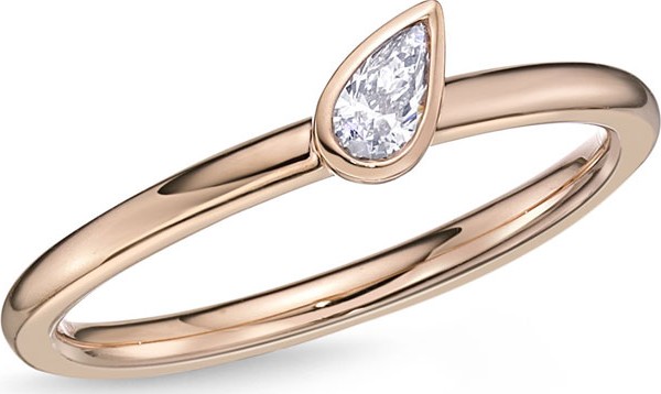 Memoire 18k Rose Gold Pear Diamond Stack Ring, Size 6.5