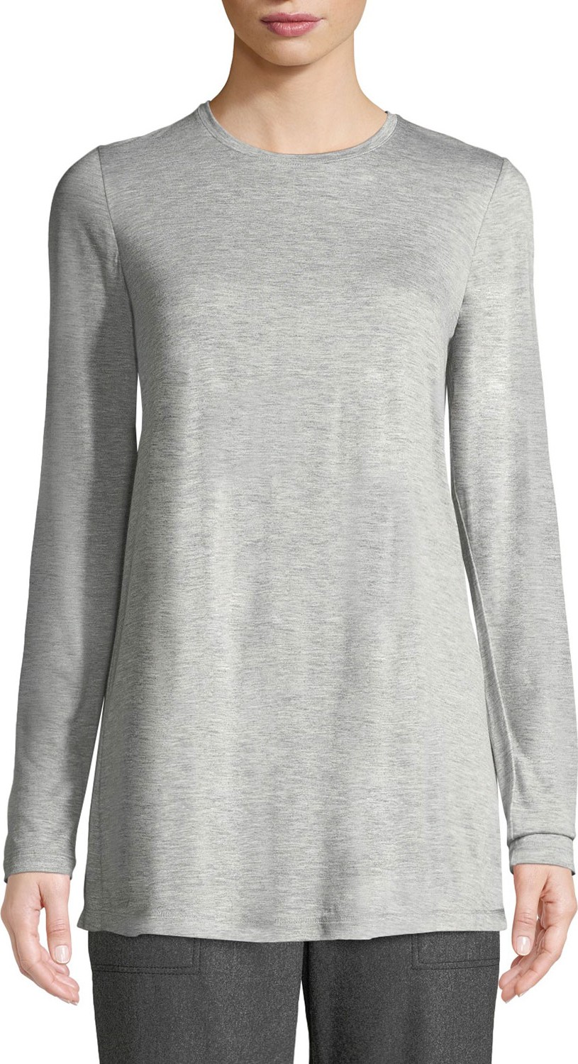 Lafayette 148 New York Lexia Crewneck Long-Sleeve Featherweight Jersey Top