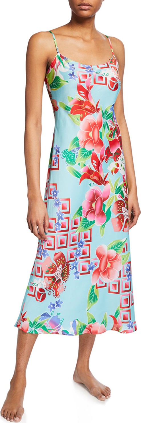 Natori Star Blossom Satin Slip Nightgown