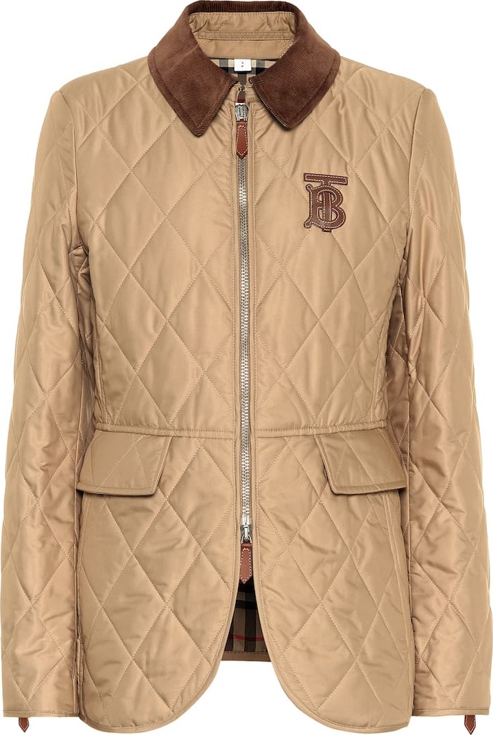 Burberry London England Leather-trimmed quilted jacket