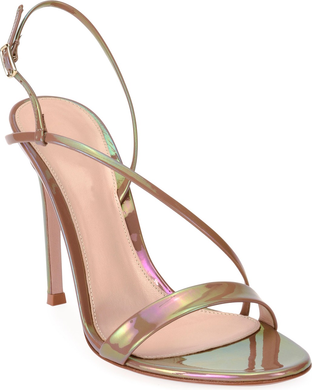 Gianvito Rossi Assymmetric Oil Patent Sandals