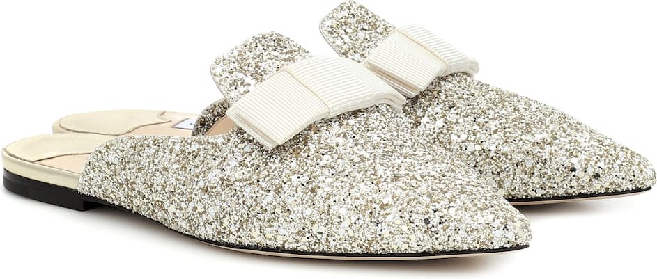 Jimmy Choo Galaxy Flat glitter slippers