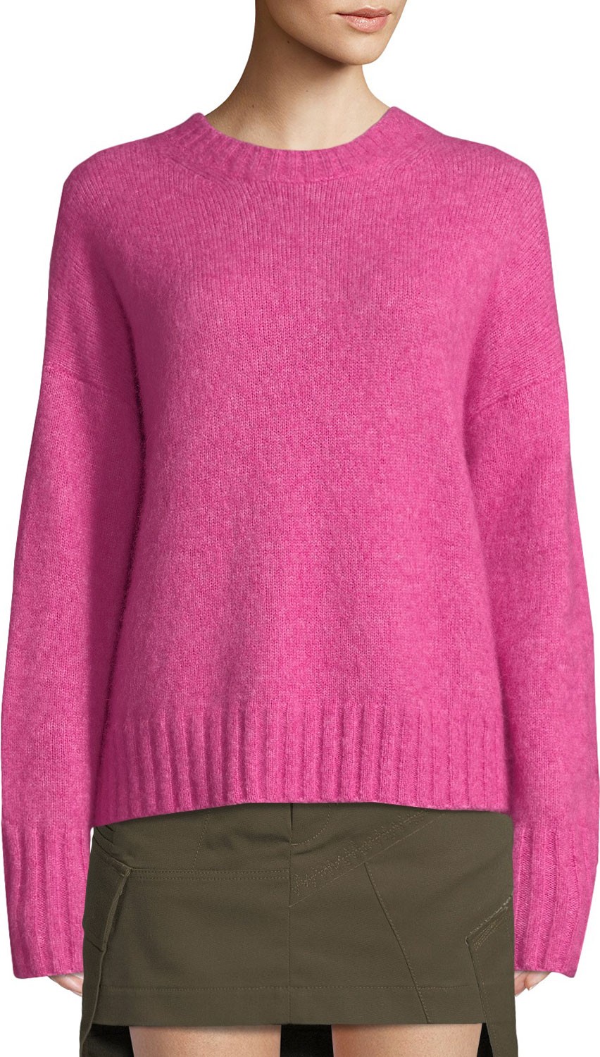 Helmut Lang Brushed Wool-Alpaca Crewneck Sweater