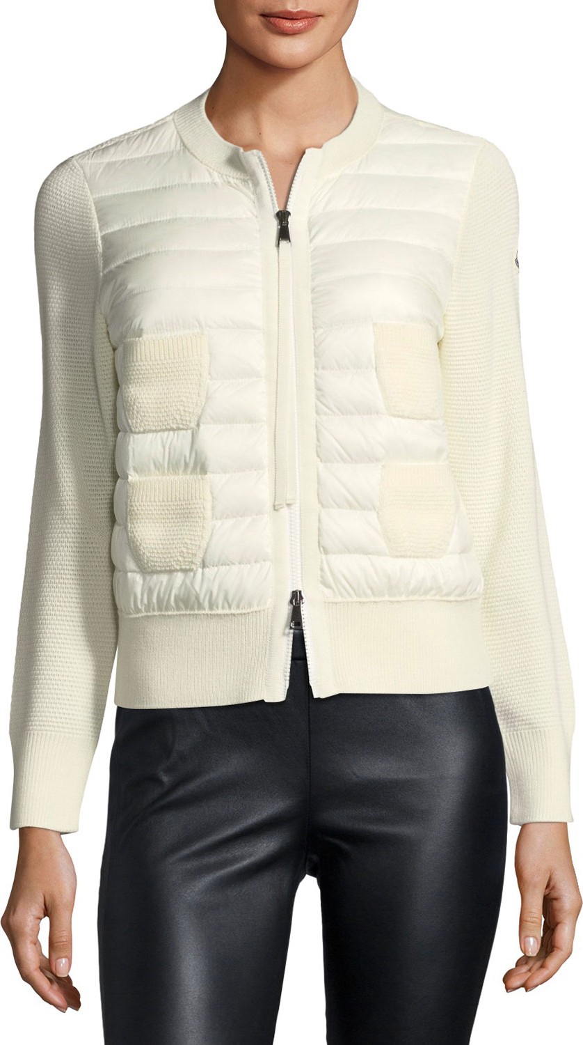 Moncler Maglia Combo Waffle-Knit Puffer Jacket