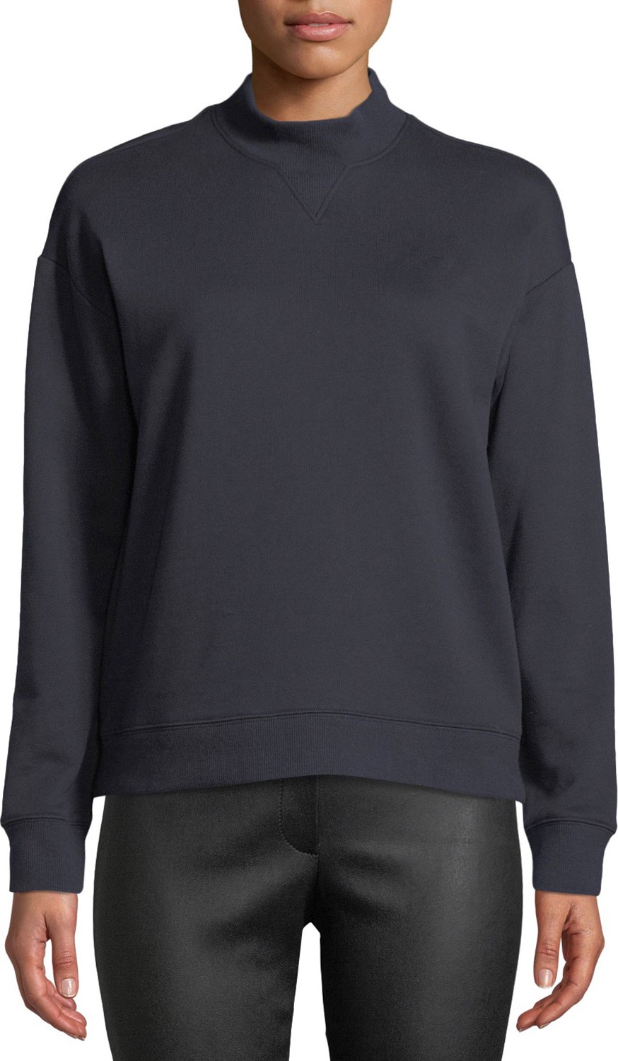 Derek Lam 10 Crosby Mock-Neck Cotton Pullover Sweatshirt