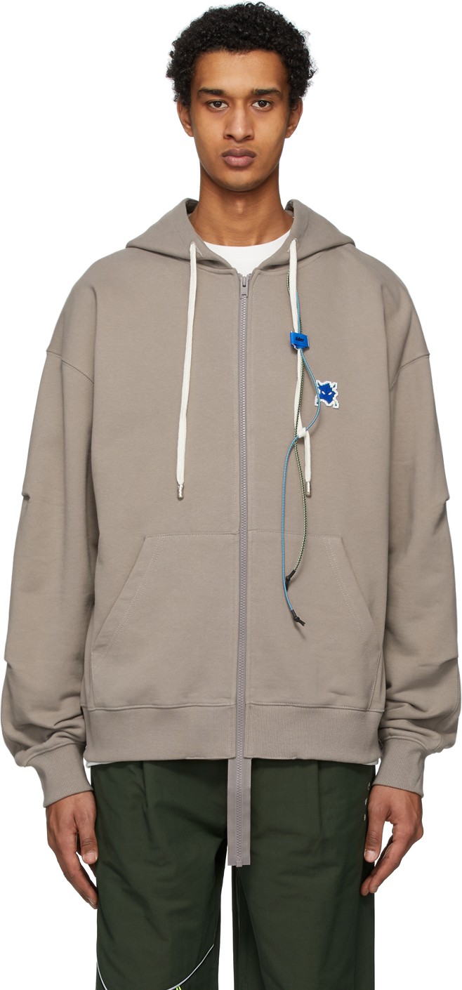 ADER error Beige Vader Zip Hoodie