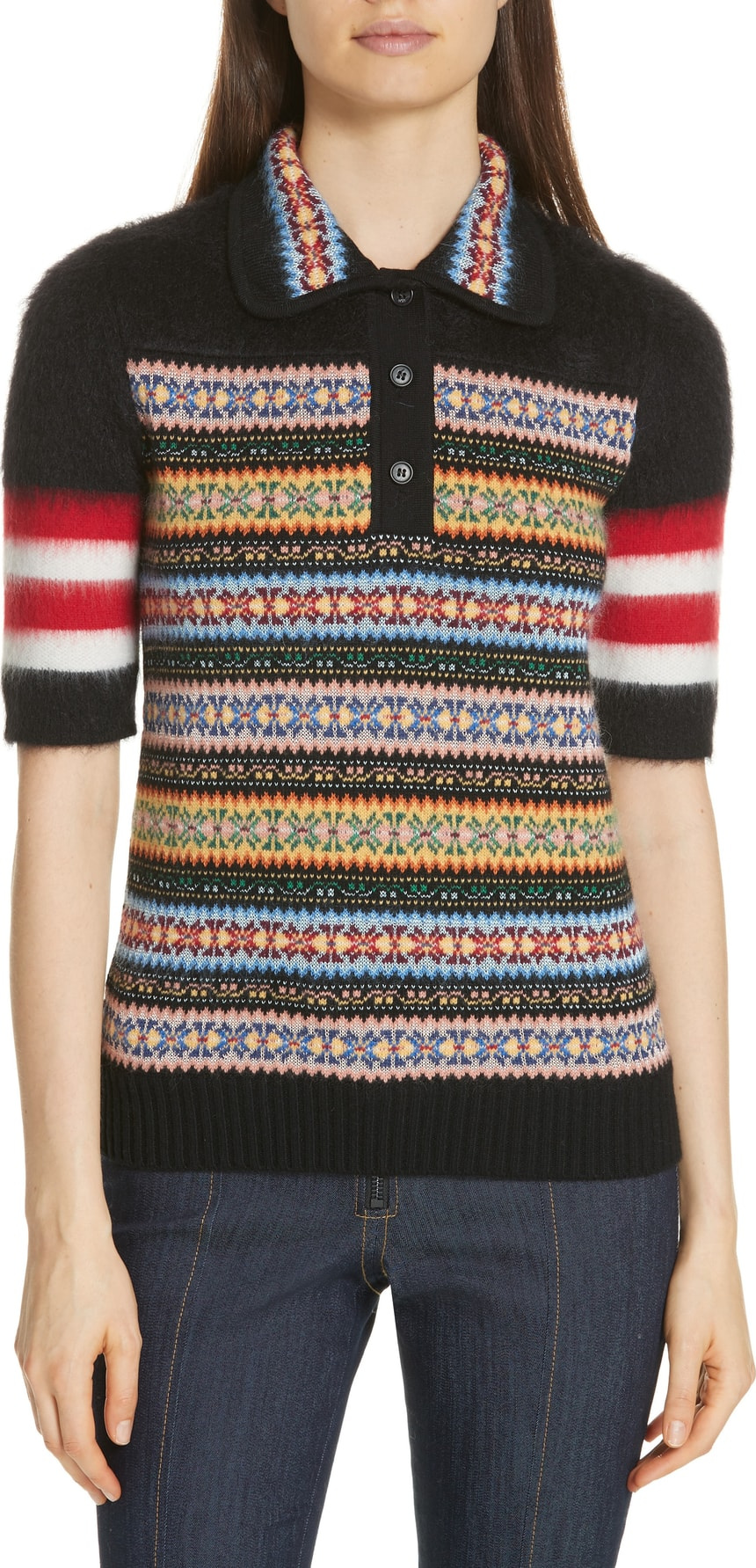 N°21 Nº21 Fair Isle Stripe Wool Blend Sweater