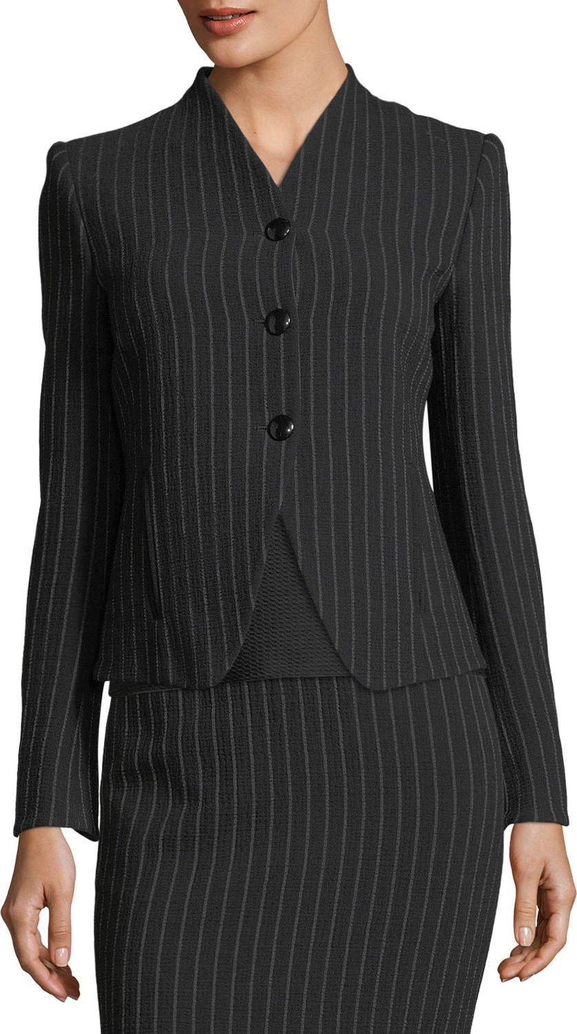 Armani Collezioni Pinstriped Three-Button Jacket