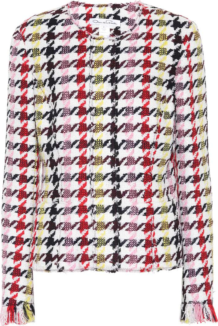 Oscar De La Renta Houndstooth wool-blend jacket
