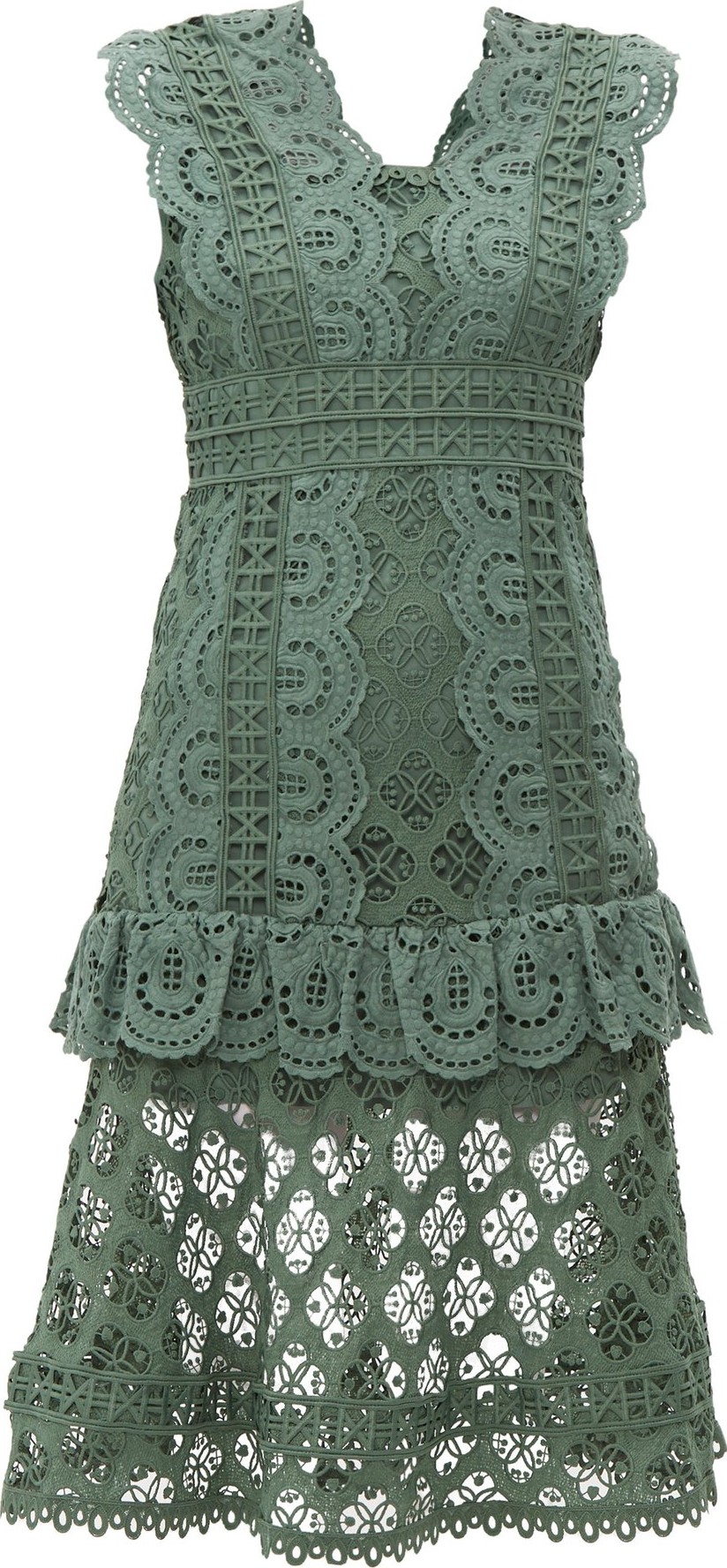 SEA Laurel ruffle-trimmed crochet midi dress