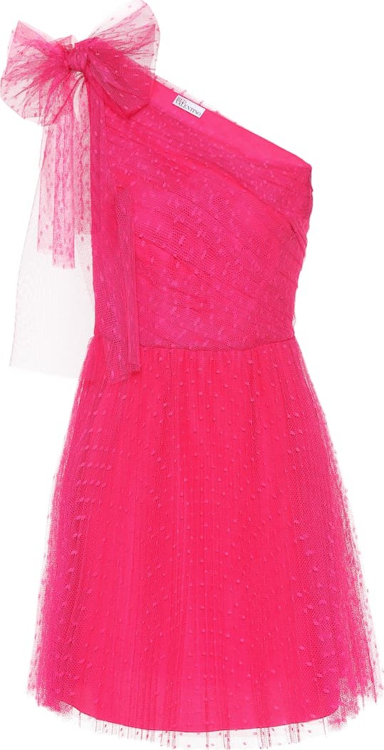 RED Valentino One-shoulder tulle-trimmed minidress