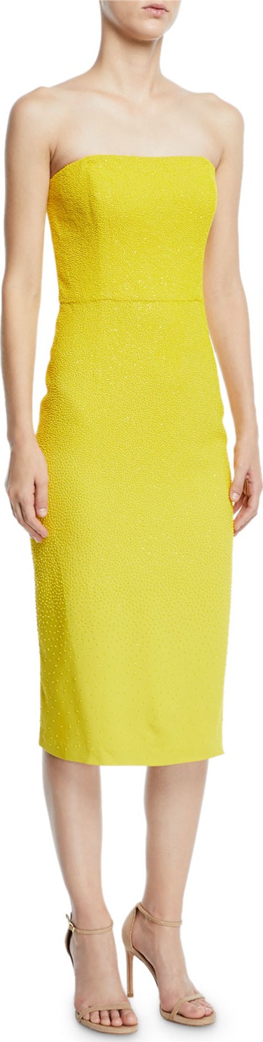 Ahluwalia Yria Shimmery Strapless Knee-Length Gown