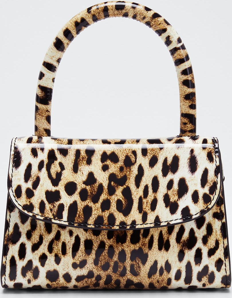 By Far Mini Leopard-Print Leather Top-Handle Bag
