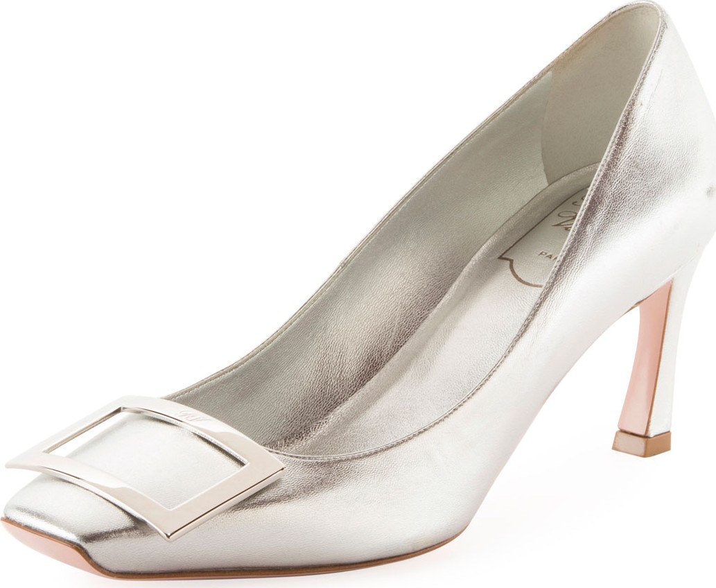 Roger Vivier Bell Vivier Trompette Metallic Leather Pumps
