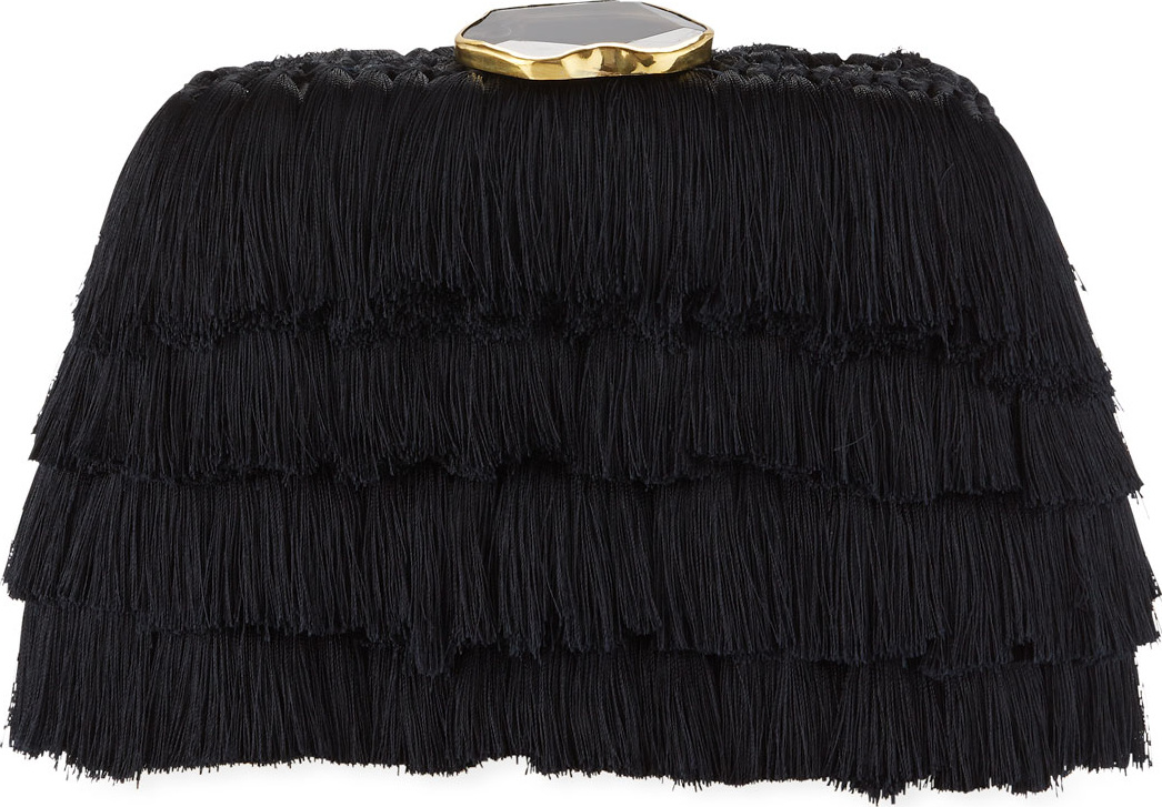 Rafe Amanda Fringe Clutch Bag with Agate Clasp