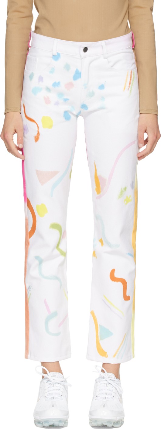 Collina Strada White Tie-Dye 5 Pocket Jeans